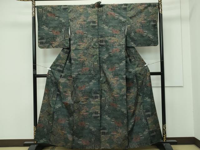 平和屋着物●極上 本場大島紬 9マルキ 総絣 風景文 逸品 CZAA3774s5