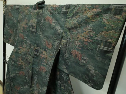 平和屋着物●極上 本場大島紬 9マルキ 総絣 風景文 逸品 CZAA3774s5