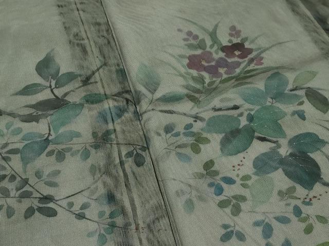 平和屋着物▽極上 訪問着 無双 紗袷 紗×紗 手描き 草花文 黒地 金彩 逸品 CZAA3775s5