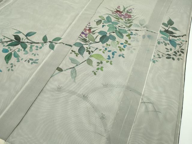 平和屋着物▽極上 訪問着 無双 紗袷 紗×紗 手描き 草花文 黒地 金彩 逸品 CZAA3775s5