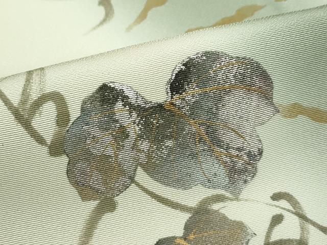 平和屋着物▽極上 訪問着 単衣 蔦の葉文 暈し染め 金銀彩 桑染色地 逸品 未使用 CZAA3776s5