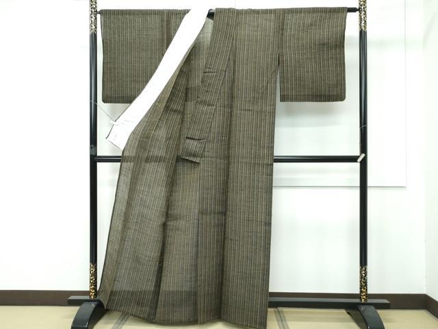 平和屋着物＊極上 夏物 絹芭蕉 手織 縞 反端付き 逸品 CZAA3778s5