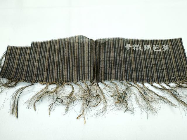 平和屋着物＊極上 夏物 絹芭蕉 手織 縞 反端付き 逸品 CZAA3778s5