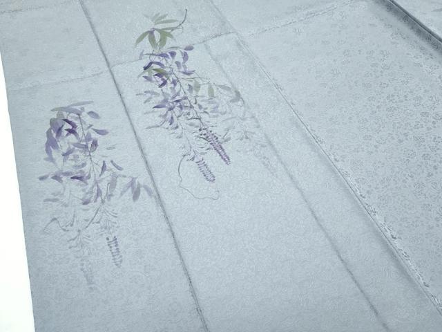 平和屋着物▽極上 訪問着 単衣 手描き 藤花房 銀彩 フォッグ色地 逸品 CZAA3811s5