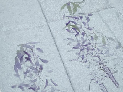 平和屋着物▽極上 訪問着 単衣 手描き 藤花房 銀彩 フォッグ色地 逸品 CZAA3811s5