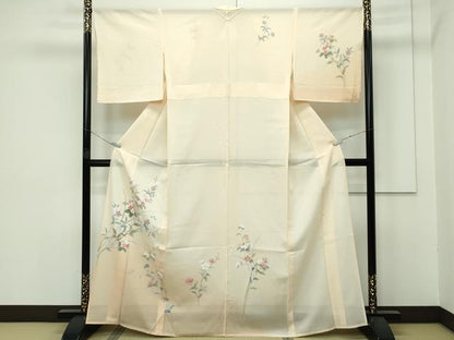 平和屋着物＊極上 夏物 訪問着 絽 枝花文 暈し染め 丁子色地 逸品 未使用 CZAA3815s5