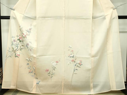 平和屋着物＊極上 夏物 訪問着 絽 枝花文 暈し染め 丁子色地 逸品 未使用 CZAA3815s5