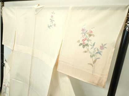 平和屋着物＊極上 夏物 訪問着 絽 枝花文 暈し染め 丁子色地 逸品 未使用 CZAA3815s5