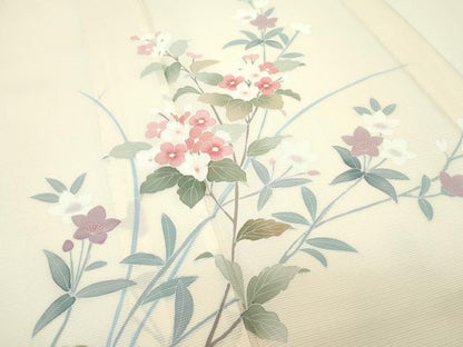 平和屋着物＊極上 夏物 訪問着 絽 枝花文 暈し染め 丁子色地 逸品 未使用 CZAA3815s5