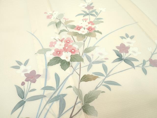 平和屋着物＊極上 夏物 訪問着 絽 枝花文 暈し染め 丁子色地 逸品 未使用 CZAA3815s5