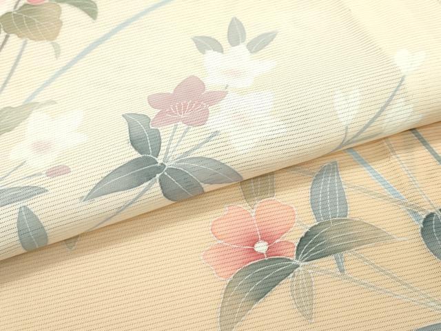 平和屋着物＊極上 夏物 訪問着 絽 枝花文 暈し染め 丁子色地 逸品 未使用 CZAA3815s5
