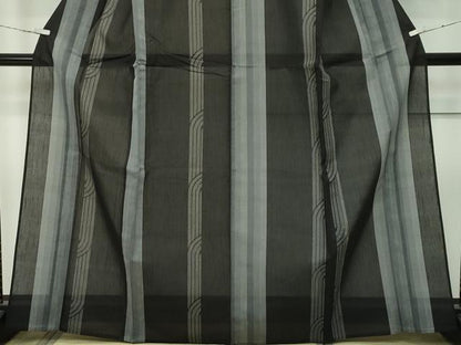 平和屋本店＊極上 夏物 結城紬 夏結城 100亀甲 間道 黒地 証紙付き 逸品 CZAA3819s5