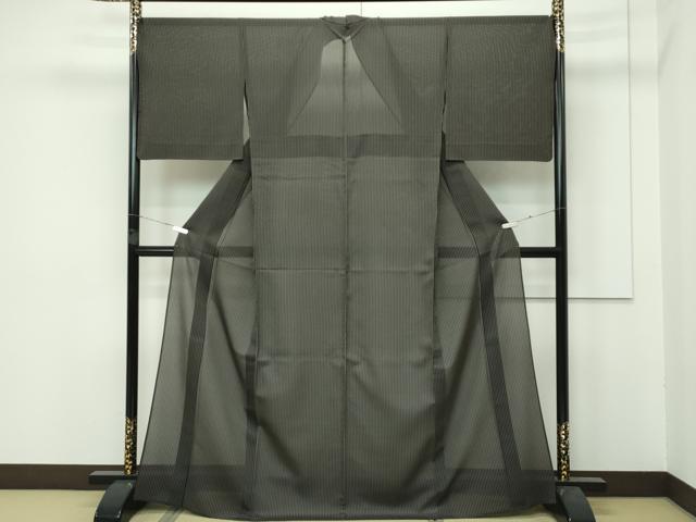 平和屋着物＊極上 夏物 お召 間道 黒地 逸品 CZAA3820s5