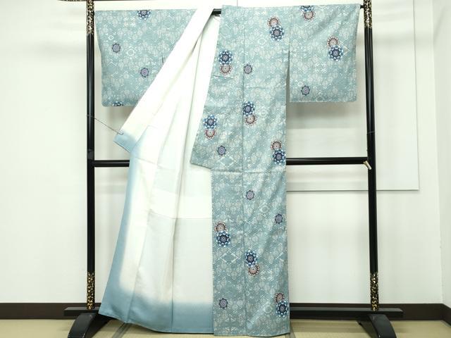 平和屋本店■最高級　城間栄順　本場琉球紅型　朧型　紬　正倉院花文　反端付き　逸品　未使用　CZAA3822s5