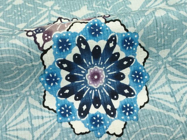 平和屋本店■最高級　城間栄順　本場琉球紅型　朧型　紬　正倉院花文　反端付き　逸品　未使用　CZAA3822s5
