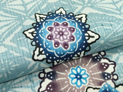 平和屋本店■最高級　城間栄順　本場琉球紅型　朧型　紬　正倉院花文　反端付き　逸品　未使用　CZAA3822s5
