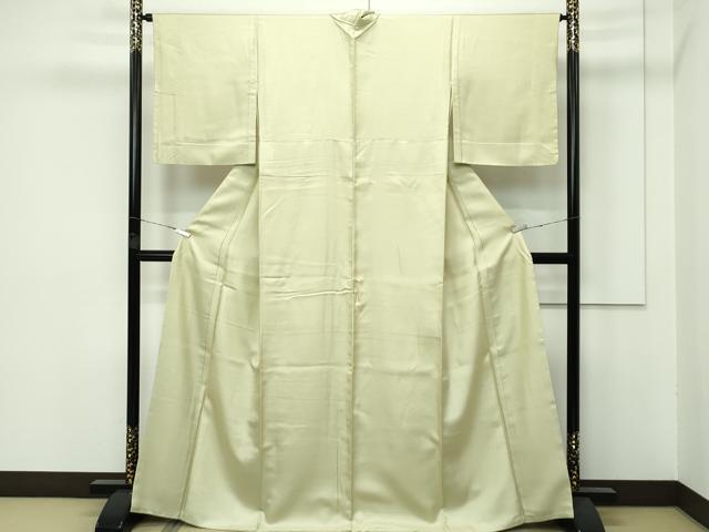 平和屋本店■極上　京都染織メーカー・貴久樹謹製　野蚕糸　ナチュラルタッサー　色無地　枯草色　胴抜き仕立て　逸品　CZAA3824s5