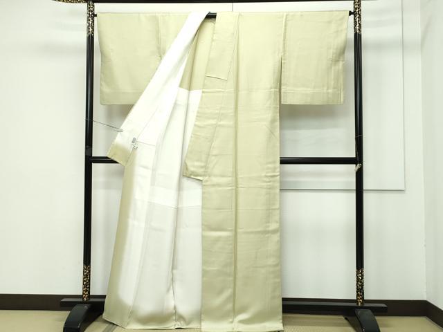 平和屋本店■極上　京都染織メーカー・貴久樹謹製　野蚕糸　ナチュラルタッサー　色無地　枯草色　胴抜き仕立て　逸品　CZAA3824s5