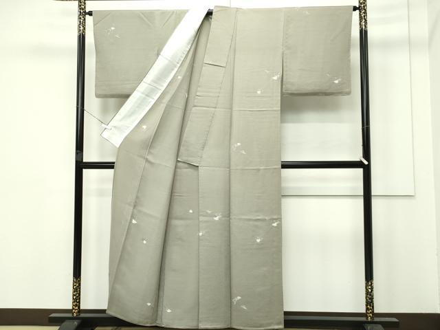 平和屋着物▽極上 小紋 単衣 絞り 銀杏 利休色地 逸品 未使用 CZAA3826s5