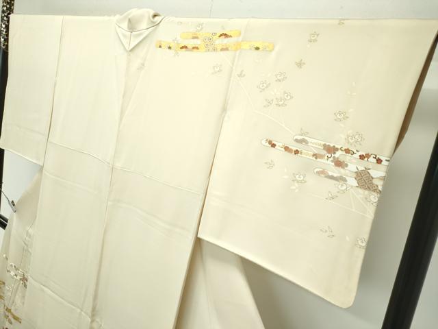 平和屋本店■極上　銀座きしや　訪問着　駒刺繍　エ霞草花文　暈し染め　金彩　砥粉色地　逸品　CZAA3831s5