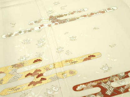 平和屋本店■極上　銀座きしや　訪問着　駒刺繍　エ霞草花文　暈し染め　金彩　砥粉色地　逸品　CZAA3831s5