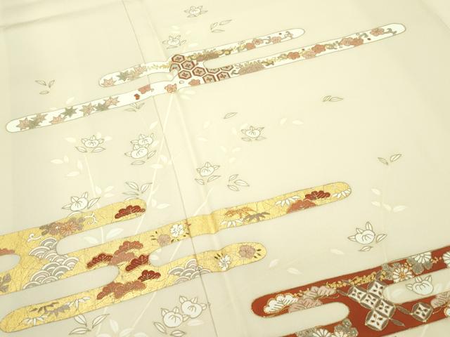 平和屋本店■極上　銀座きしや　訪問着　駒刺繍　エ霞草花文　暈し染め　金彩　砥粉色地　逸品　CZAA3831s5