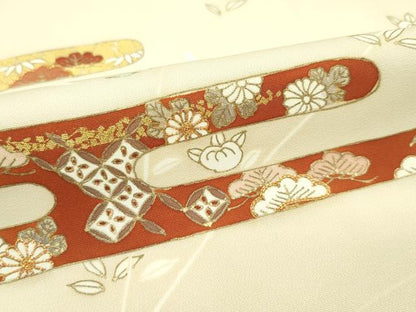 平和屋本店■極上　銀座きしや　訪問着　駒刺繍　エ霞草花文　暈し染め　金彩　砥粉色地　逸品　CZAA3831s5
