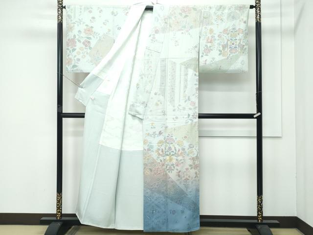 平和屋本店■極上　訪問着　総刺繍　中国三大刺繍　スワトウ相良刺繍　動物更紗花文　暈し染め　逸品　CZAA3832s5