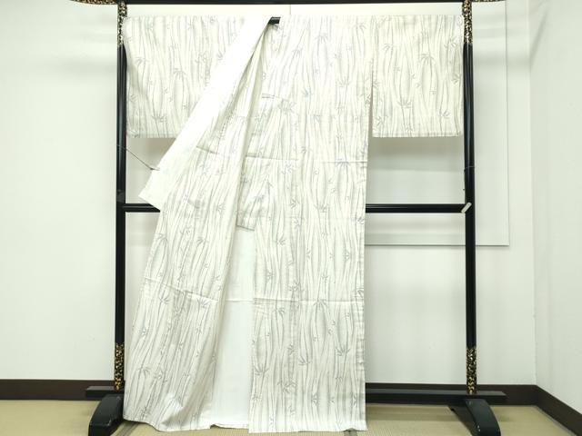 平和屋本店▽極上　本場大島紬　白大島　単衣　白南風　9マルキ　笹竹文　むらなか謹製　紫峰作　証紙付き　逸品　CZAA5725s6