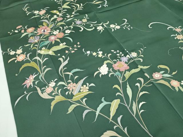 平和屋本店●極上　創業460年・千總　訪問着　刺繍　更紗花文　金彩　千歳緑色地　小田急百貨店扱い　逸品　CZAA5026s6