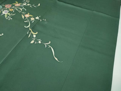 平和屋本店●極上　創業460年・千總　訪問着　刺繍　更紗花文　金彩　千歳緑色地　小田急百貨店扱い　逸品　CZAA5026s6