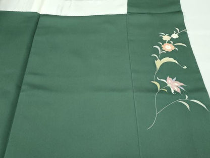 平和屋本店●極上　創業460年・千總　訪問着　刺繍　更紗花文　金彩　千歳緑色地　小田急百貨店扱い　逸品　CZAA5026s6