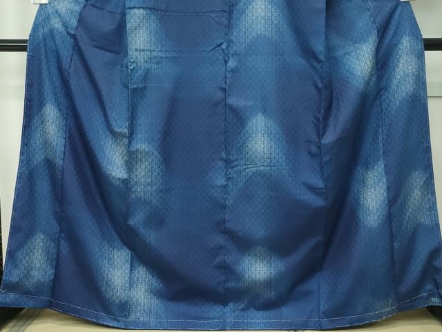 平和屋本店■超希少　日本工芸会正会員　秋山眞和　綾の手紬　手織　本藍染　三越扱い　証紙付き　逸品　未使用　CZAA3835s5