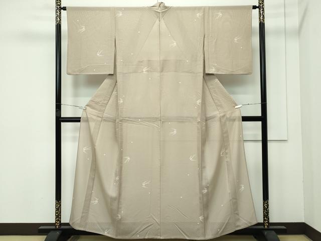 平和屋着物＊極上 夏物 小紋 市松紋紗 燕 肥後煤竹色地 逸品 CZAA3838s5