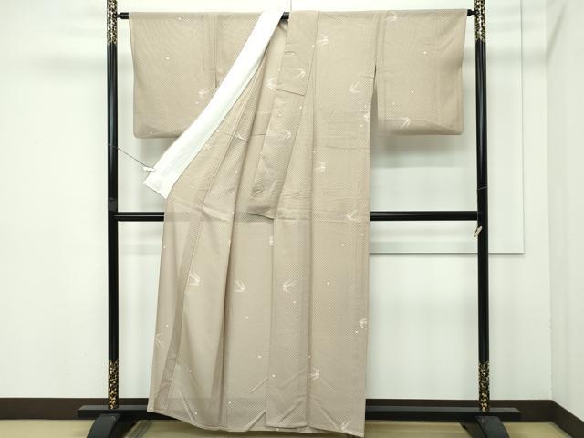 平和屋着物＊極上 夏物 小紋 市松紋紗 燕 肥後煤竹色地 逸品 CZAA3838s5
