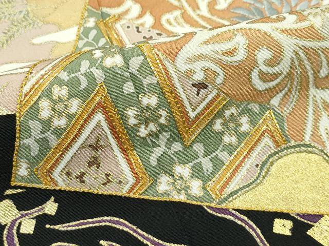 平和屋本店■極上　創業460年・千總　黒留袖　仮絵羽　駒刺繍　色紙重ね花鳥文　金彩　逸品　未使用　CZAA3840s5