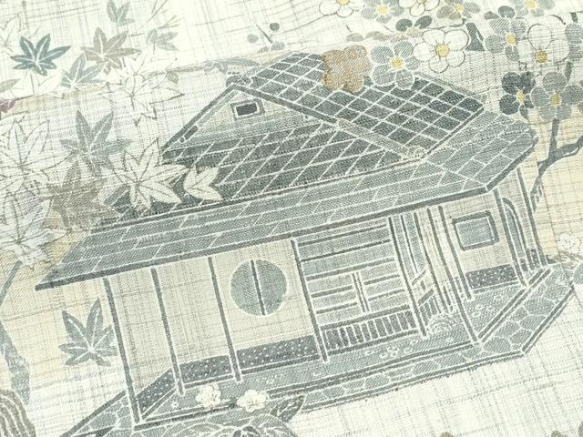 平和屋本店■極上　染織の名門　しょうざん  生紬　訪問着　単衣　風景花文　金彩　逸品　CZAA3846s5