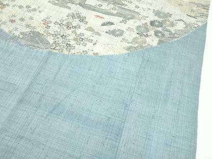 平和屋本店■極上　染織の名門　しょうざん  生紬　訪問着　単衣　風景花文　金彩　逸品　CZAA3846s5