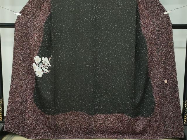 平和屋本店■極上　人間国宝　森口華弘　蒔糊友禅　蒔糊散らし　訪問着　枝桜　黒地　金彩　逸品　未使用　CZAA3847s5