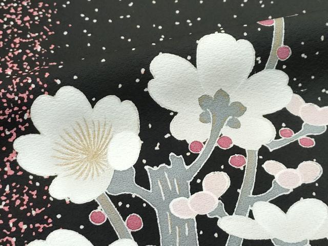 平和屋本店■極上　人間国宝　森口華弘　蒔糊友禅　蒔糊散らし　訪問着　枝桜　黒地　金彩　逸品　未使用　CZAA3847s5