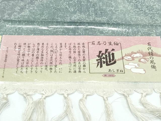 平和屋着物▽極上 古志乃生紬 単衣 あしぎぬ 切嵌花唐草文 藤田マツエ作 証紙付き 逸品 CZAA3858s5