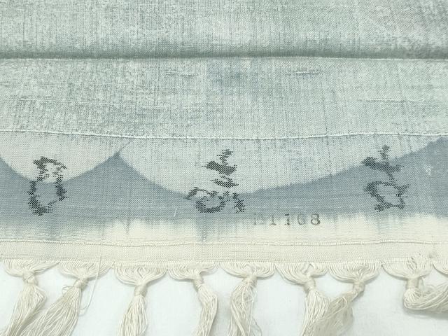 平和屋着物▽極上 古志乃生紬 単衣 あしぎぬ 切嵌花唐草文 藤田マツエ作 証紙付き 逸品 CZAA3858s5