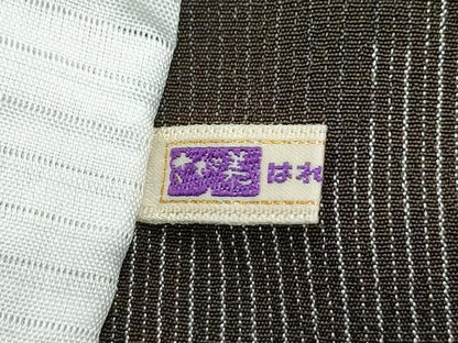 平和屋着物▽極上 お召 単衣 雪輪文様 縞 藍媚茶色地 さが美扱い 逸品 CZAA3862s5