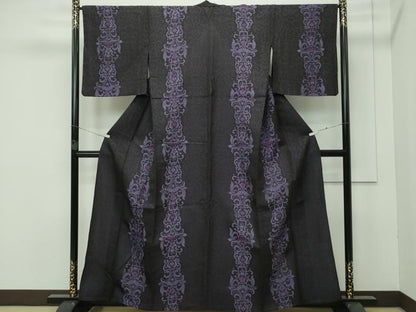 平和屋着物▽極上 お召 単衣 更紗花文 さが美扱い 逸品 CZAA3863s5