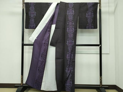 平和屋着物▽極上 お召 単衣 更紗花文 さが美扱い 逸品 CZAA3863s5
