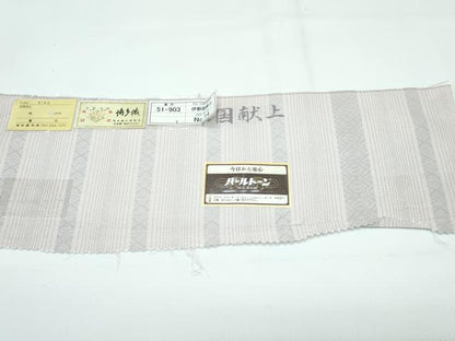 平和屋本店▽極上　本場筑前博多織　博多金ラベル　お召　単衣　伊都国献上　福絖織物謹製　証紙付き　逸品　CZAA3866s5