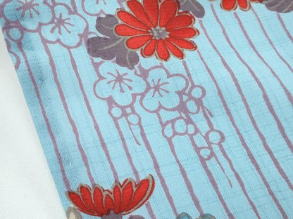 平和屋着物■極上　夏物　ふりふ　小紋・浴衣兼用　花鳥文　洗える着物　逸品　CZAA3868s5