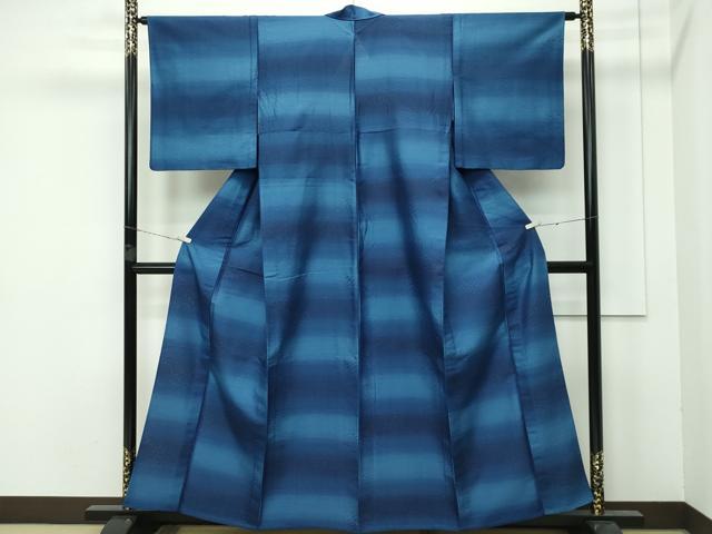 平和屋本店▽極上 首里 ロートン織 道屯織 紬 単衣 霞文 逸品 CZAA3870s5