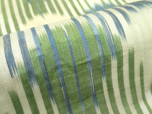 平和屋本店■希少　夏物　国画会　池田リサ　板締め絣　工芸呉服　芥川　九寸開き名古屋帯　青海波　たとう紙付き　逸品　CZAA3875s5