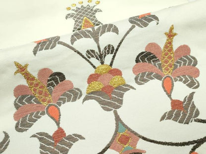 平和屋本店■極上　洛風林　工芸帯地　九寸名古屋帯　更紗唐草文　金糸　逸品　CZAA3877s5